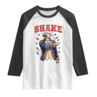 Shake Funny George Washington Patriotic Graphic Matching Raglan Shirt Vintage Founding Father Distressed Stars and Lightning Bolts Dynamic Duo