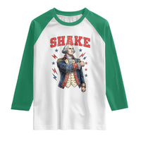 Shake Funny George Washington Patriotic Graphic Matching Raglan Shirt Vintage Founding Father Distressed Stars and Lightning Bolts Dynamic Duo