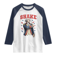 Shake Funny George Washington Patriotic Graphic Matching Raglan Shirt Vintage Founding Father Distressed Stars and Lightning Bolts Dynamic Duo