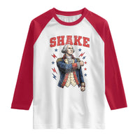 Shake Funny George Washington Patriotic Graphic Matching Raglan Shirt Vintage Founding Father Distressed Stars and Lightning Bolts Dynamic Duo