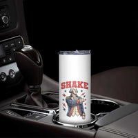 Shake Funny George Washington Patriotic Graphic Matching Skinny Tumbler Vintage Founding Father Distressed Stars and Lightning Bolts Dynamic Duo