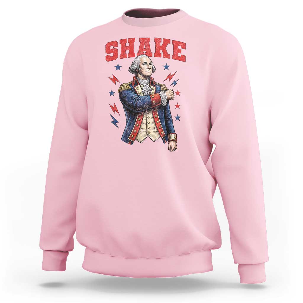Shake Funny George Washington Patriotic Graphic Matching Sweatshirt Vintage Founding Father Distressed Stars and Lightning Bolts Dynamic Duo