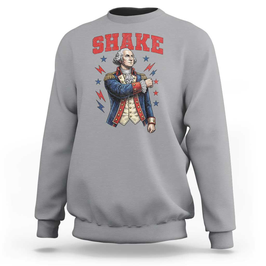 Shake Funny George Washington Patriotic Graphic Matching Sweatshirt Vintage Founding Father Distressed Stars and Lightning Bolts Dynamic Duo