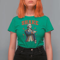 Shake Funny George Washington Patriotic Graphic Matching T Shirt For Women Vintage Founding Father Distressed Stars and Lightning Bolts Dynamic Duo