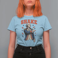 Shake Funny George Washington Patriotic Graphic Matching T Shirt For Women Vintage Founding Father Distressed Stars and Lightning Bolts Dynamic Duo