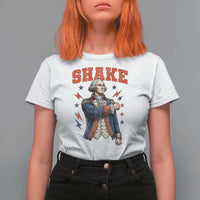 Shake Funny George Washington Patriotic Graphic Matching T Shirt For Women Vintage Founding Father Distressed Stars and Lightning Bolts Dynamic Duo
