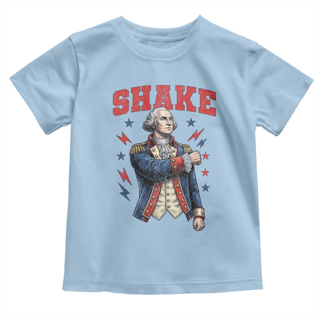 Shake Funny George Washington Patriotic Graphic Matching Toddler T Shirt Vintage Founding Father Distressed Stars and Lightning Bolts Dynamic Duo