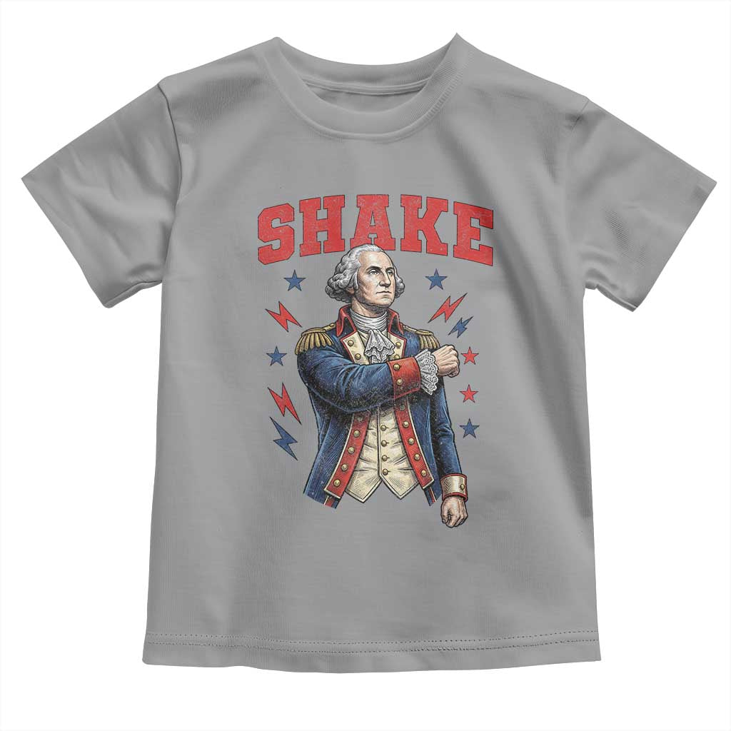 Shake Funny George Washington Patriotic Graphic Matching Toddler T Shirt Vintage Founding Father Distressed Stars and Lightning Bolts Dynamic Duo