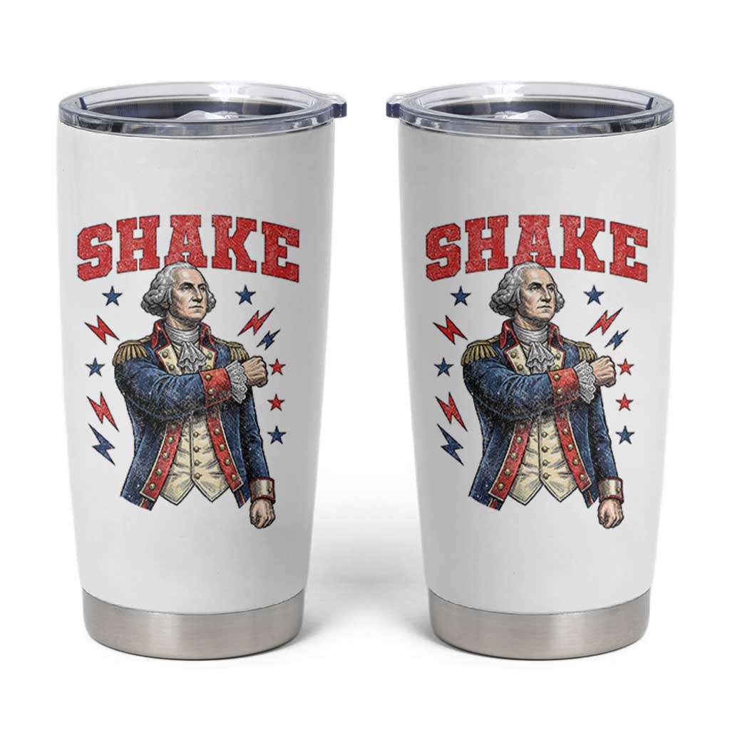 Shake Funny George Washington Patriotic Graphic Matching Tumbler Cup Vintage Founding Father Distressed Stars and Lightning Bolts Dynamic Duo