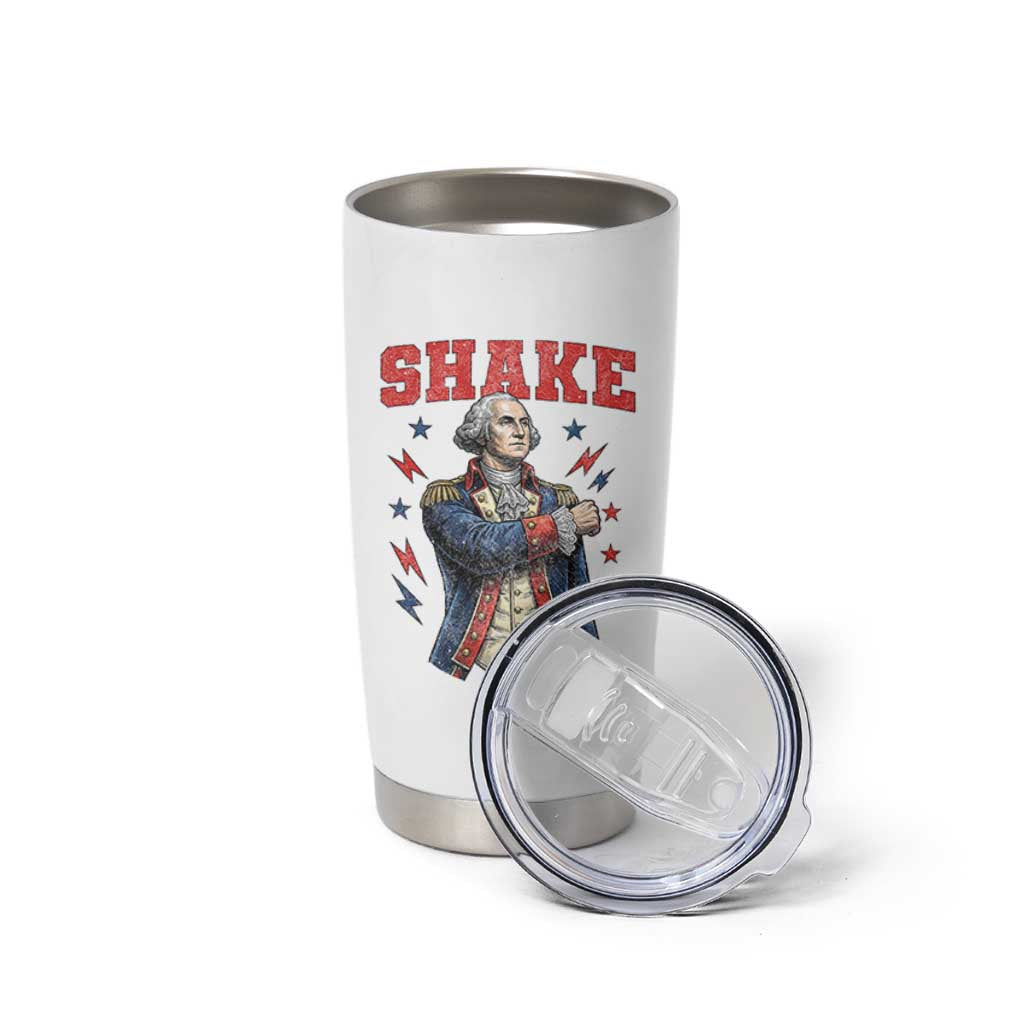 Shake Funny George Washington Patriotic Graphic Matching Tumbler Cup Vintage Founding Father Distressed Stars and Lightning Bolts Dynamic Duo