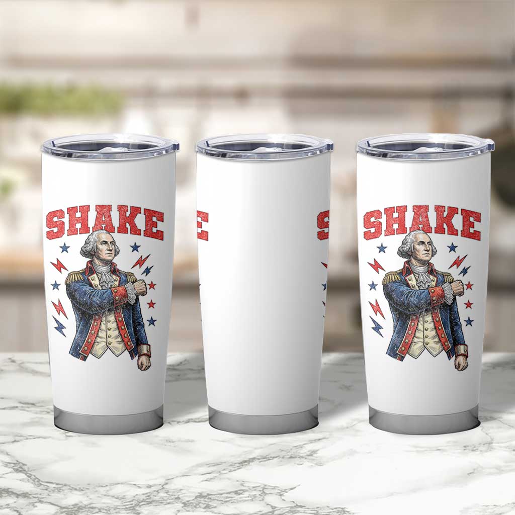 Shake Funny George Washington Patriotic Graphic Matching Tumbler Cup Vintage Founding Father Distressed Stars and Lightning Bolts Dynamic Duo