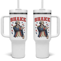 Shake Funny George Washington Patriotic Graphic Matching Tumbler With Handle Vintage Founding Father Distressed Stars and Lightning Bolts Dynamic Duo