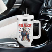 Shake Funny George Washington Patriotic Graphic Matching Tumbler With Handle Vintage Founding Father Distressed Stars and Lightning Bolts Dynamic Duo