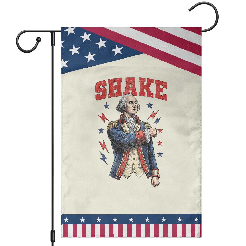 Shake Funny George Washington Graphic Matching Patriotic Garden Flag Vintage Founding Father Distressed Stars and Lightning Bolts Dynamic Duo