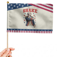 Shake Funny George Washington Graphic Matching Patriotic Handheld Flag Vintage Founding Father Distressed Stars and Lightning Bolts Dynamic Duo