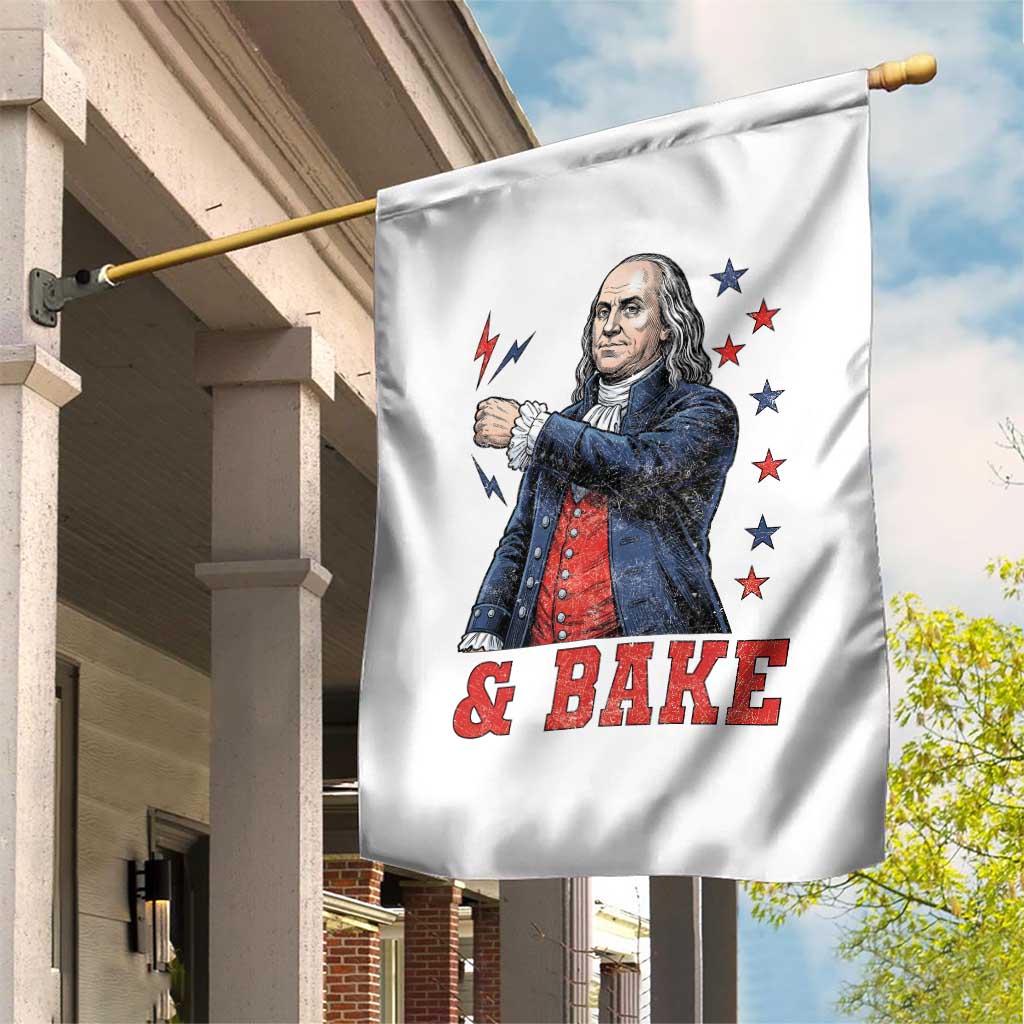 And Bake Funny Benjamin Franklin Patriotic Graphic Matching Garden Flag Vintage Founding Father Distressed Stars and Lightning Bolts Dynamic Duo