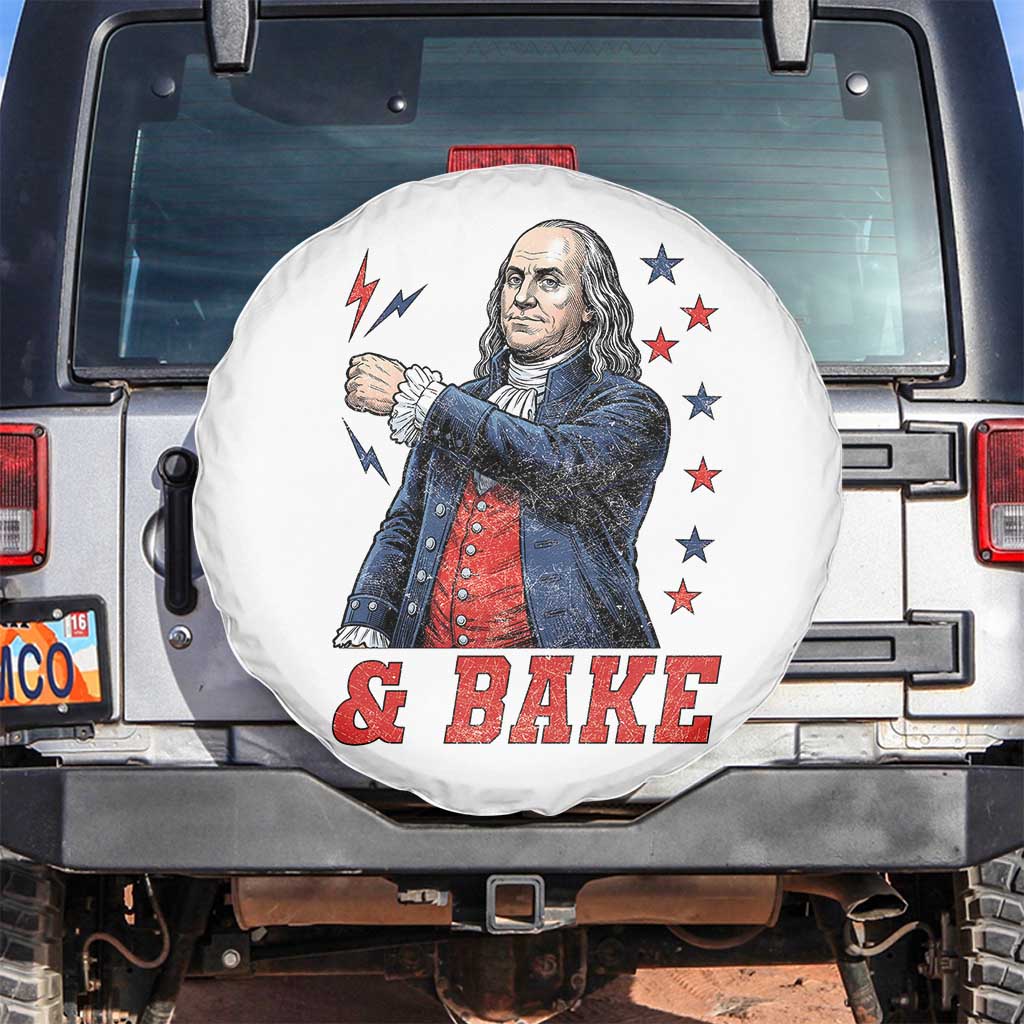 And Bake Funny Benjamin Franklin Patriotic Graphic Matching Spare Tire Cover Vintage Founding Father Distressed Stars and Lightning Bolts Dynamic Duo
