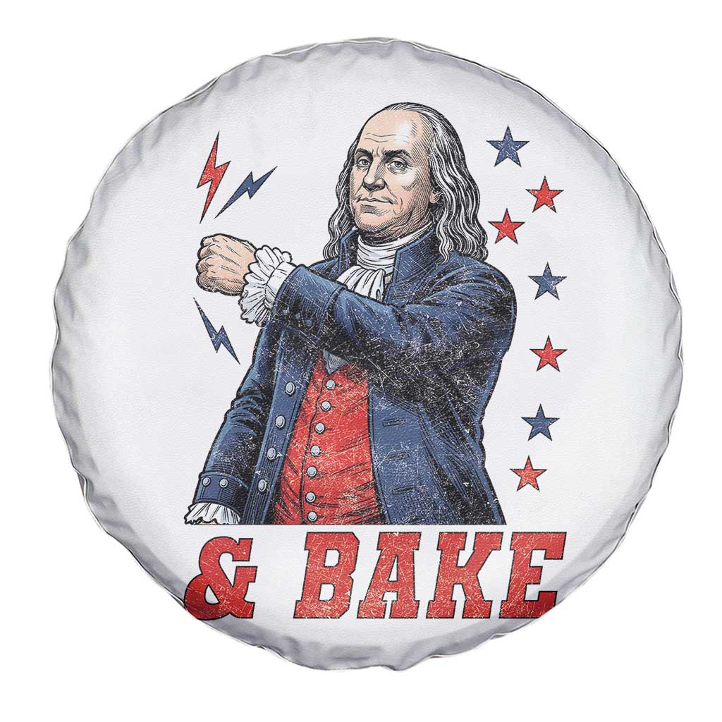 And Bake Funny Benjamin Franklin Patriotic Graphic Matching Spare Tire Cover Vintage Founding Father Distressed Stars and Lightning Bolts Dynamic Duo
