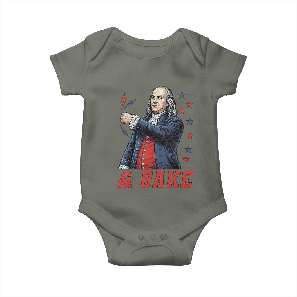 And Bake Funny Benjamin Franklin Patriotic Graphic Matching Baby Onesie Vintage Founding Father Distressed Stars and Lightning Bolts Dynamic Duo