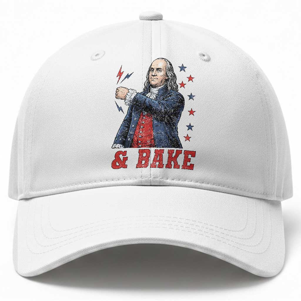 And Bake Funny Benjamin Franklin Patriotic Graphic Matching Baseball Cap Vintage Founding Father Distressed Stars and Lightning Bolts Dynamic Duo