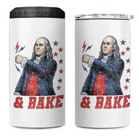 And Bake Funny Benjamin Franklin Patriotic Graphic Matching 4 in 1 Can Cooler Tumbler Vintage Founding Father Distressed Stars and Lightning Bolts Dynamic Duo