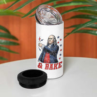And Bake Funny Benjamin Franklin Patriotic Graphic Matching 4 in 1 Can Cooler Tumbler Vintage Founding Father Distressed Stars and Lightning Bolts Dynamic Duo