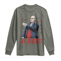 And Bake Funny Benjamin Franklin Patriotic Graphic Matching Long Sleeve Shirt Vintage Founding Father Distressed Stars and Lightning Bolts Dynamic Duo