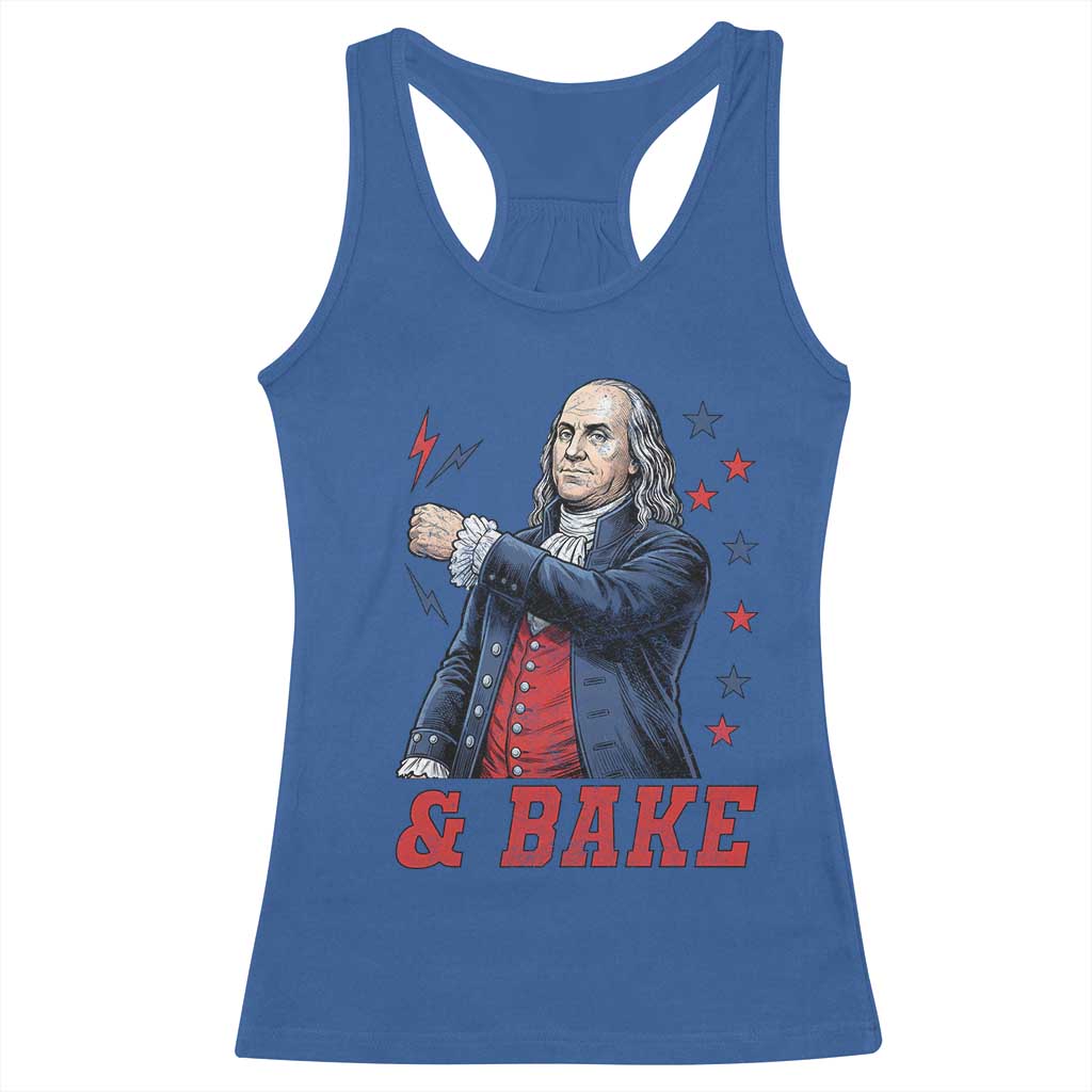 And Bake Funny Benjamin Franklin Patriotic Graphic Matching Racerback Tank Top Vintage Founding Father Distressed Stars and Lightning Bolts Dynamic Duo