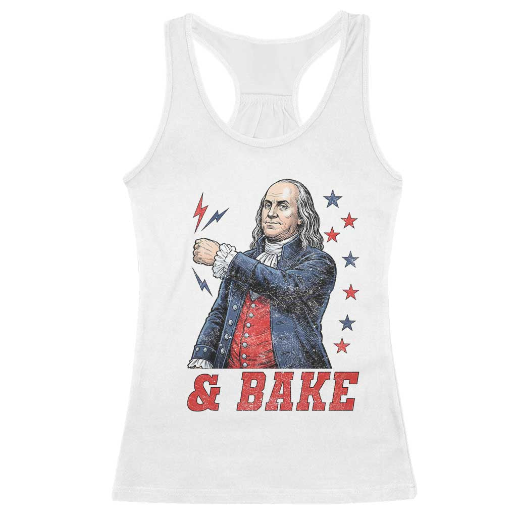 And Bake Funny Benjamin Franklin Patriotic Graphic Matching Racerback Tank Top Vintage Founding Father Distressed Stars and Lightning Bolts Dynamic Duo
