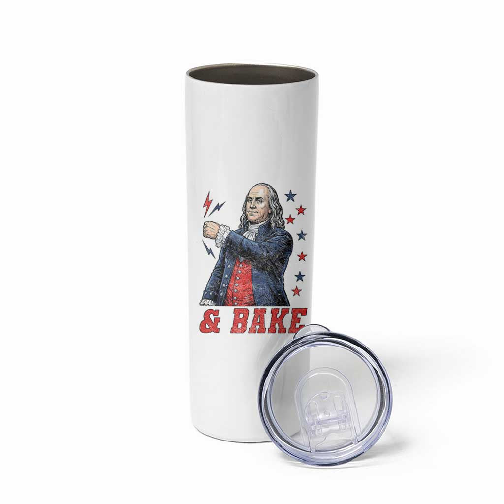 And Bake Funny Benjamin Franklin Patriotic Graphic Matching Skinny Tumbler Vintage Founding Father Distressed Stars and Lightning Bolts Dynamic Duo