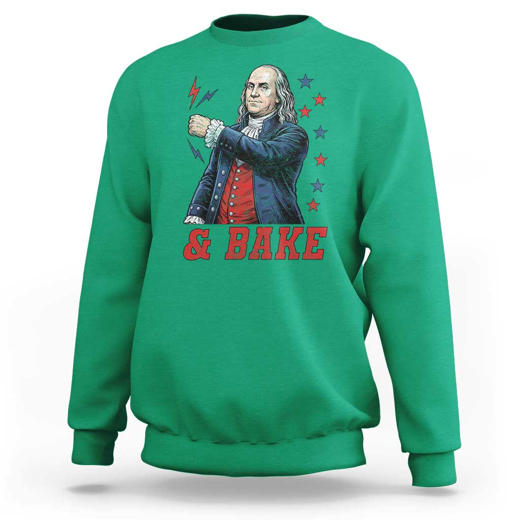 And Bake Funny Benjamin Franklin Patriotic Graphic Matching Sweatshirt Vintage Founding Father Distressed Stars and Lightning Bolts Dynamic Duo