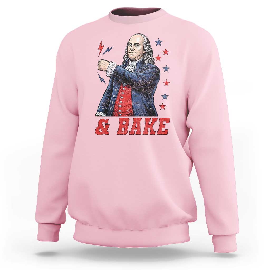 And Bake Funny Benjamin Franklin Patriotic Graphic Matching Sweatshirt Vintage Founding Father Distressed Stars and Lightning Bolts Dynamic Duo