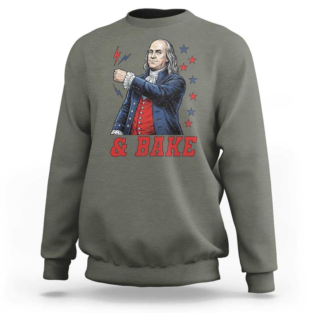 And Bake Funny Benjamin Franklin Patriotic Graphic Matching Sweatshirt Vintage Founding Father Distressed Stars and Lightning Bolts Dynamic Duo