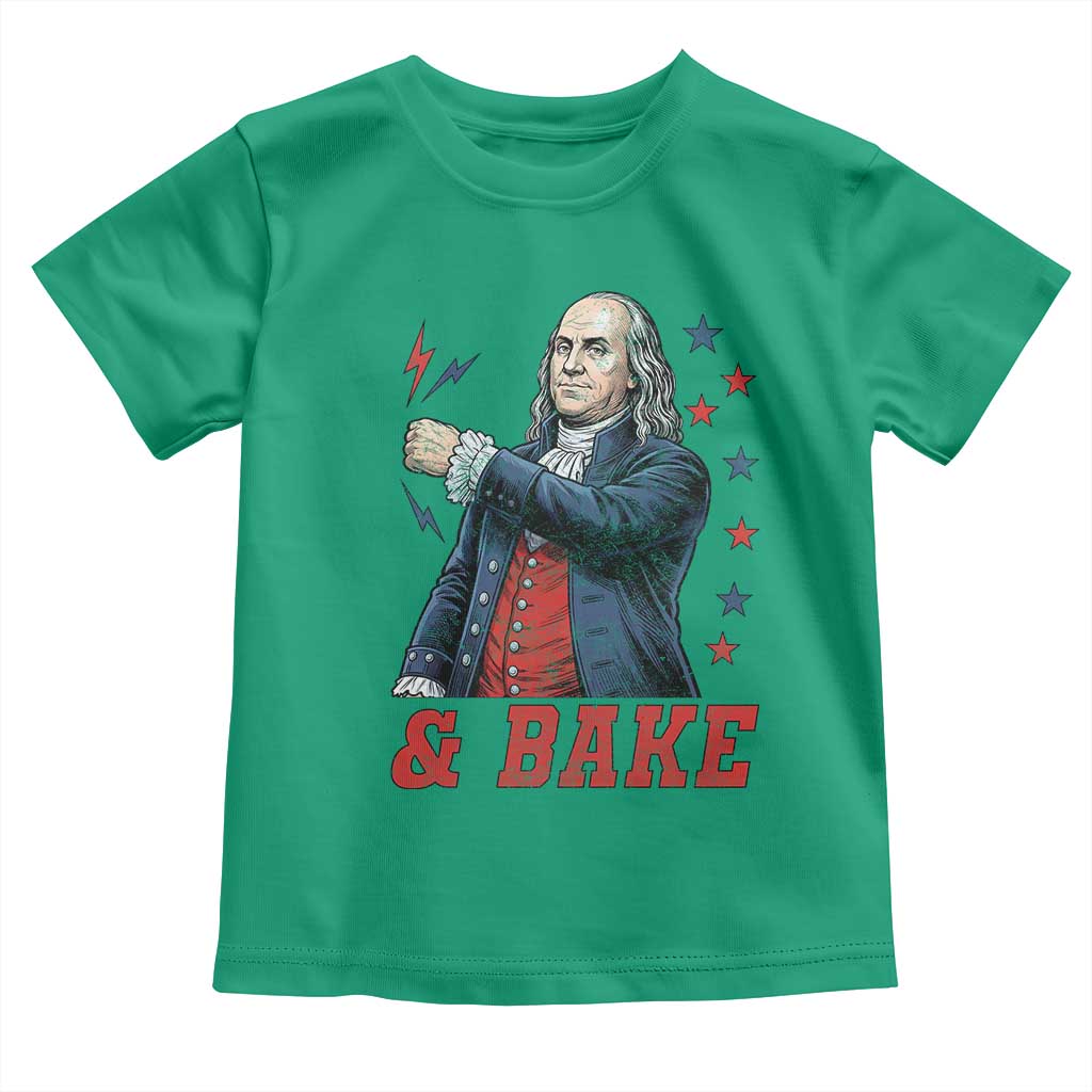 And Bake Funny Benjamin Franklin Patriotic Graphic Matching Toddler T Shirt Vintage Founding Father Distressed Stars and Lightning Bolts Dynamic Duo