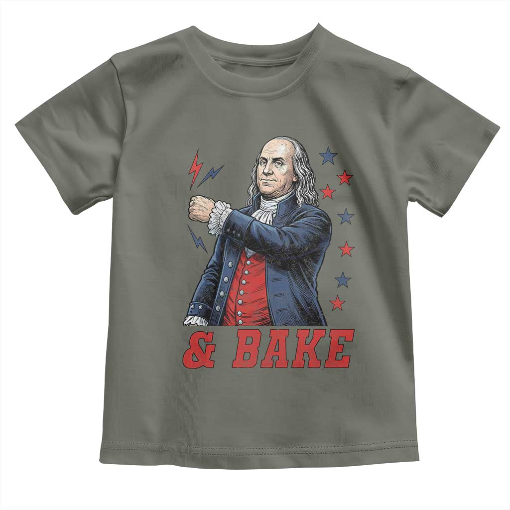 And Bake Funny Benjamin Franklin Patriotic Graphic Matching Toddler T Shirt Vintage Founding Father Distressed Stars and Lightning Bolts Dynamic Duo