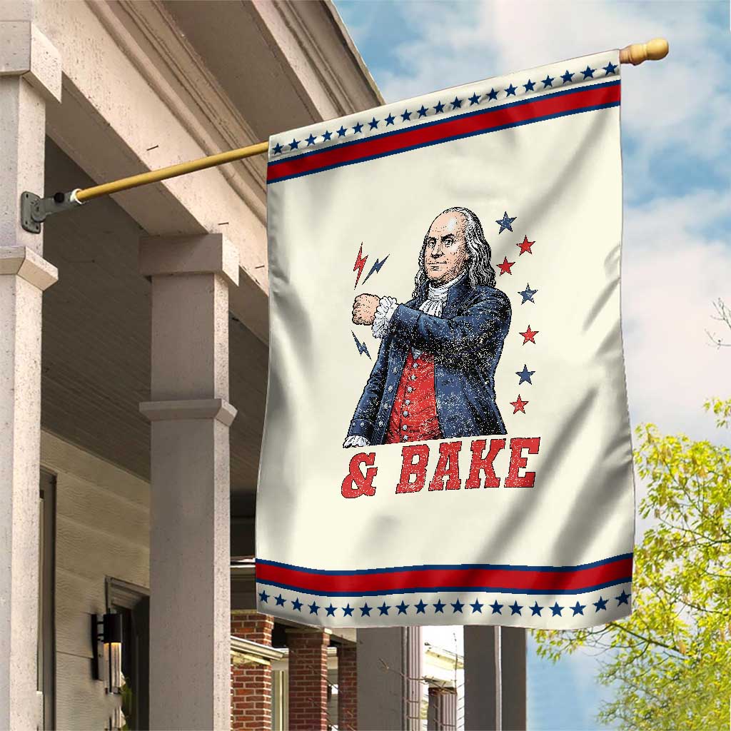 And Bake Funny Benjamin Franklin Graphic Matching Patriotic Garden Flag Vintage Founding Father Distressed Stars and Lightning Bolts Dynamic Duo