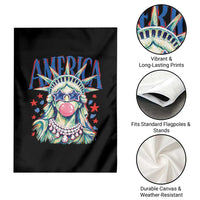 America Statue of Liberty Blowing Bubblegum Garden Flag Star and Glasses Patriotic Summer Vibes Graphic