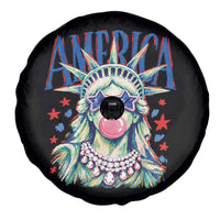 America Statue of Liberty Blowing Bubblegum Spare Tire Cover Star and Glasses Patriotic Summer Vibes Graphic