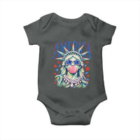 America Statue of Liberty Blowing Bubblegum Baby Onesie Star and Glasses Patriotic Summer Vibes Graphic