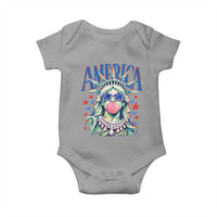 America Statue of Liberty Blowing Bubblegum Baby Onesie Star and Glasses Patriotic Summer Vibes Graphic