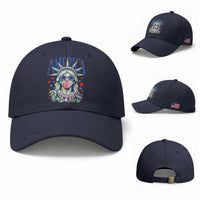 America Statue of Liberty Blowing Bubblegum Baseball Cap Star and Glasses Patriotic Summer Vibes Graphic