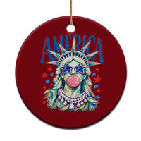 America Statue of Liberty Blowing Bubblegum Ceramic Ornament Star and Glasses Patriotic Summer Vibes Graphic