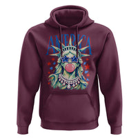 America Statue of Liberty Blowing Bubblegum Hoodie Star and Glasses Patriotic Summer Vibes Graphic