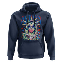 America Statue of Liberty Blowing Bubblegum Hoodie Star and Glasses Patriotic Summer Vibes Graphic