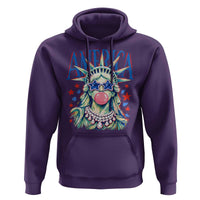 America Statue of Liberty Blowing Bubblegum Hoodie Star and Glasses Patriotic Summer Vibes Graphic