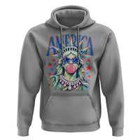 America Statue of Liberty Blowing Bubblegum Hoodie Star and Glasses Patriotic Summer Vibes Graphic