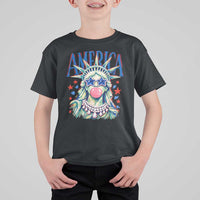 America Statue of Liberty Blowing Bubblegum T Shirt For Kid Star and Glasses Patriotic Summer Vibes Graphic