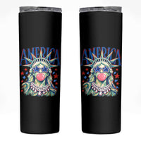 America Statue of Liberty Blowing Bubblegum Skinny Tumbler Star and Glasses Patriotic Summer Vibes Graphic