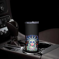 America Statue of Liberty Blowing Bubblegum Skinny Tumbler Star and Glasses Patriotic Summer Vibes Graphic