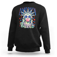 America Statue of Liberty Blowing Bubblegum Sweatshirt Star and Glasses Patriotic Summer Vibes Graphic